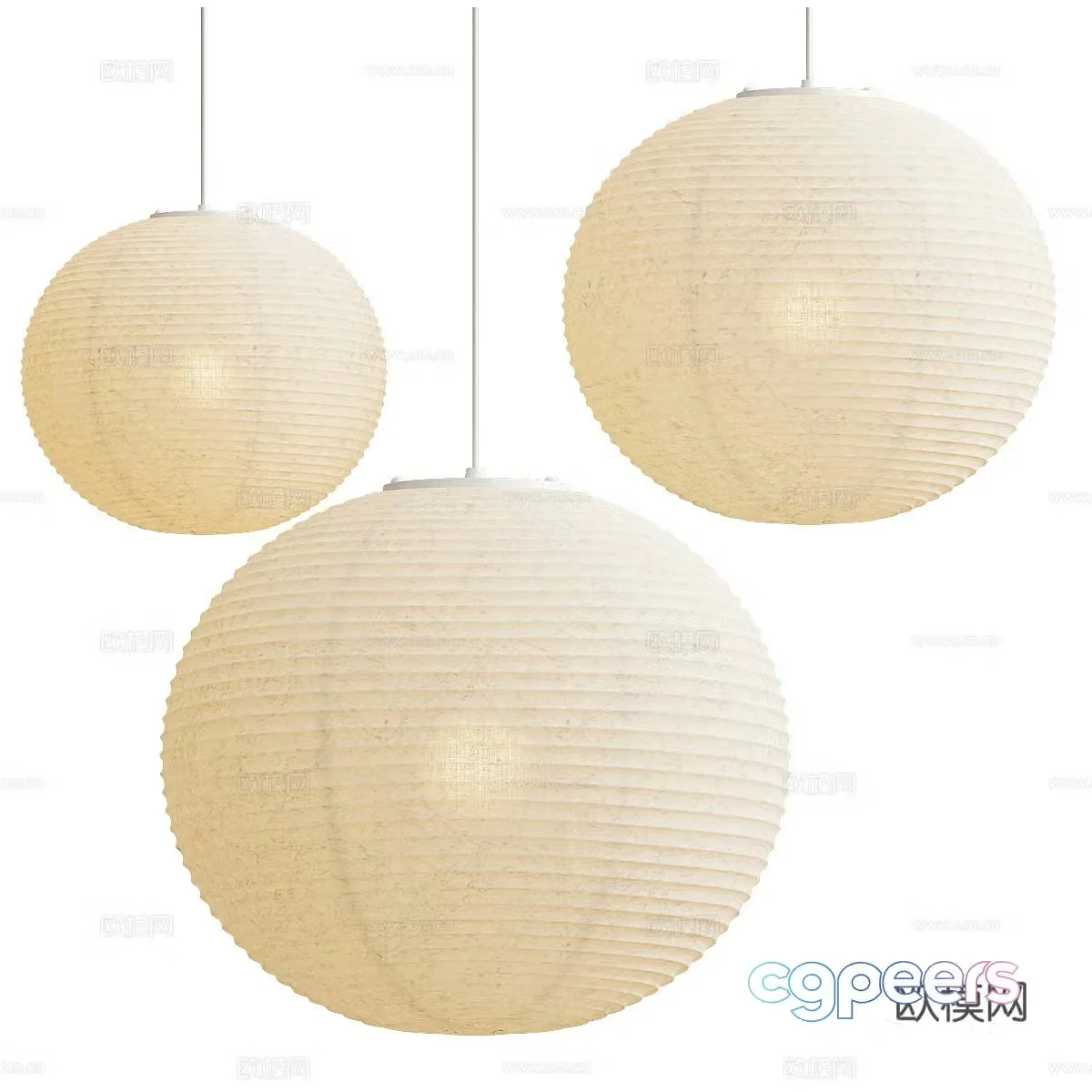 New Chinese style Wasabi Lantern Decorative Chandelier 3D Model