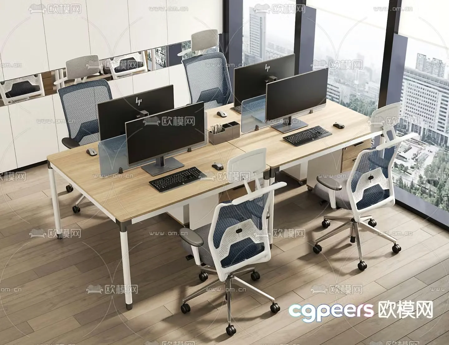 Card space office desk and chair work station 3D model