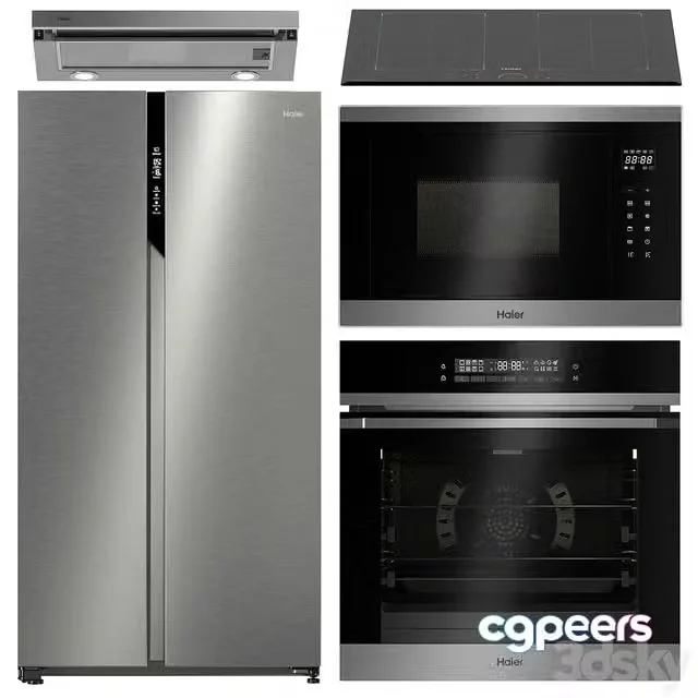 3ds Max Free – Set of kitchen appliances Haier 2