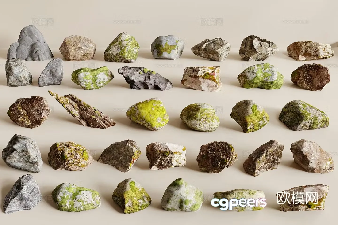 Modern landscape stone stone moss stone 3d model