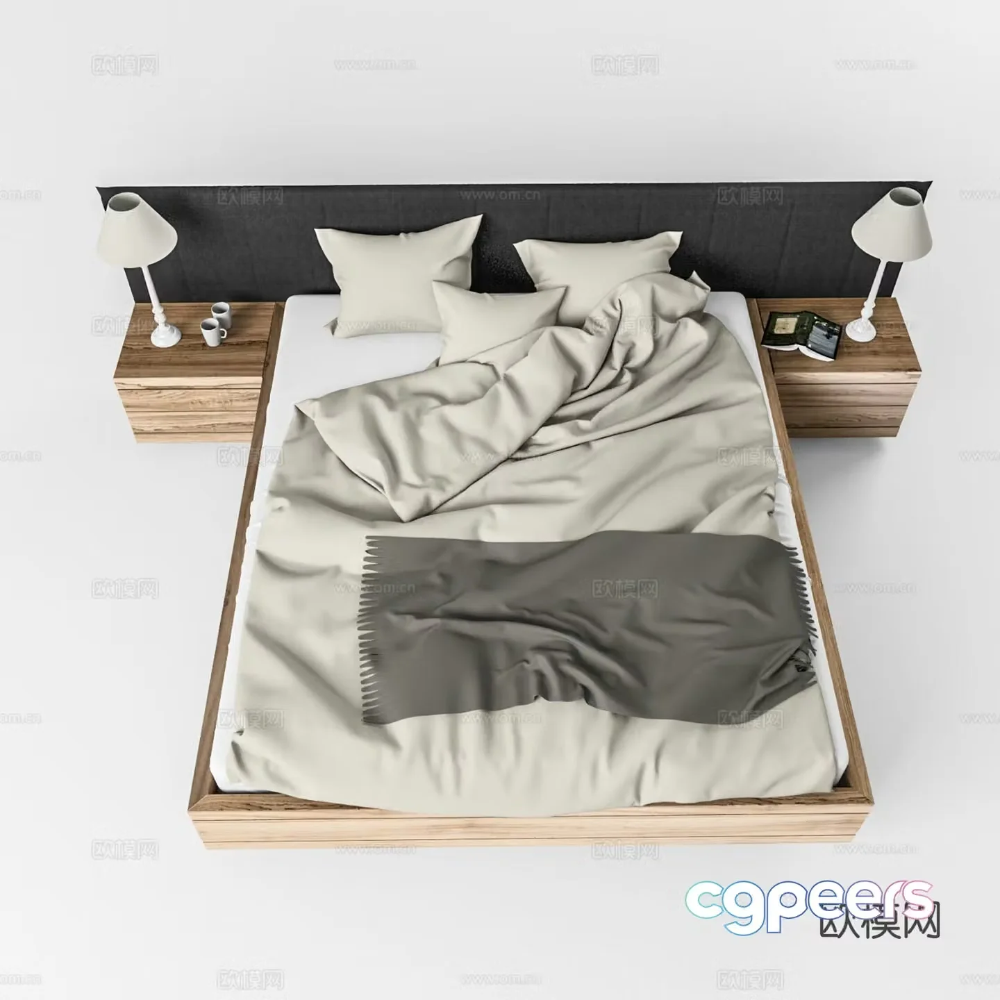 Nordic double bed 3d model
