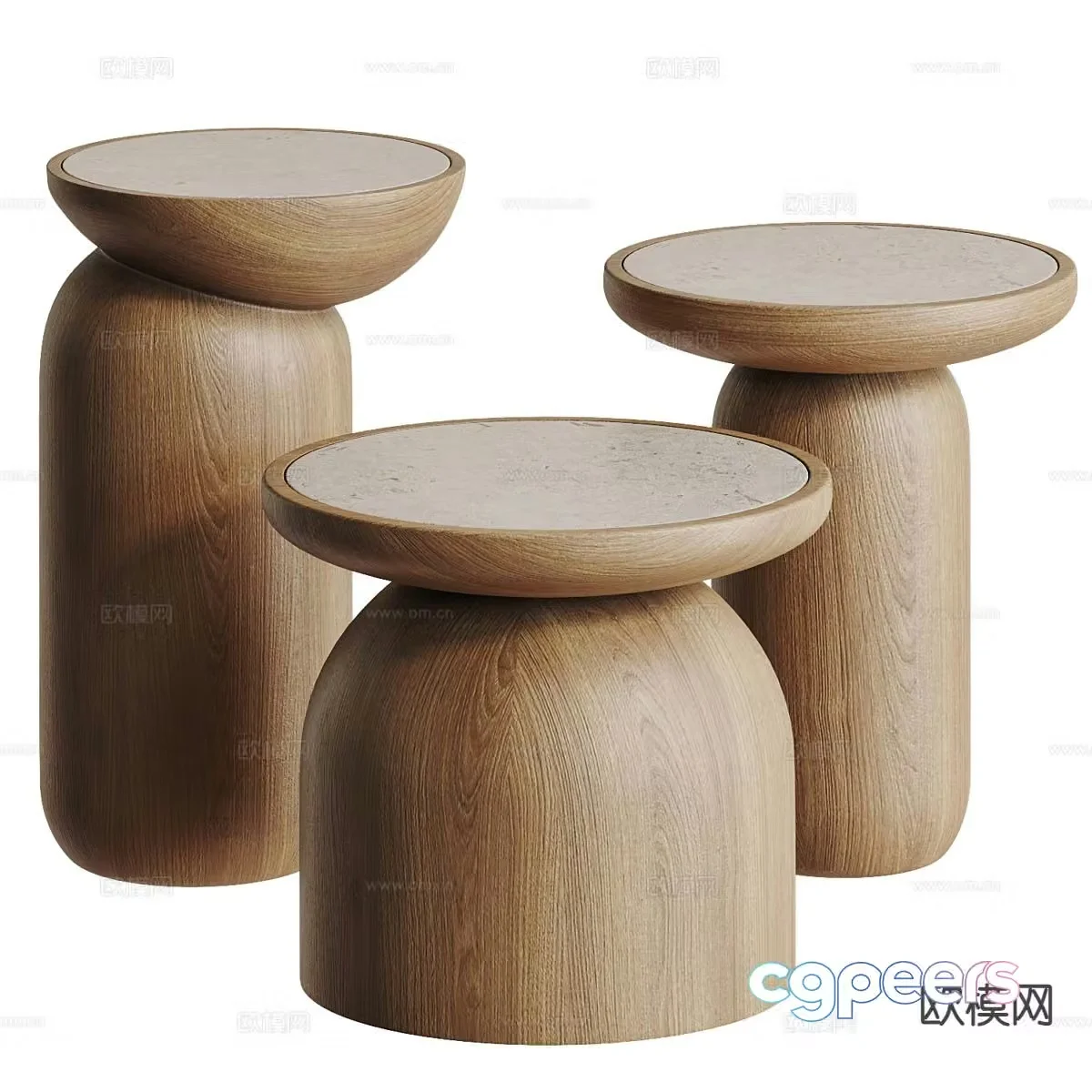 Modern corner table round table side table 3D model