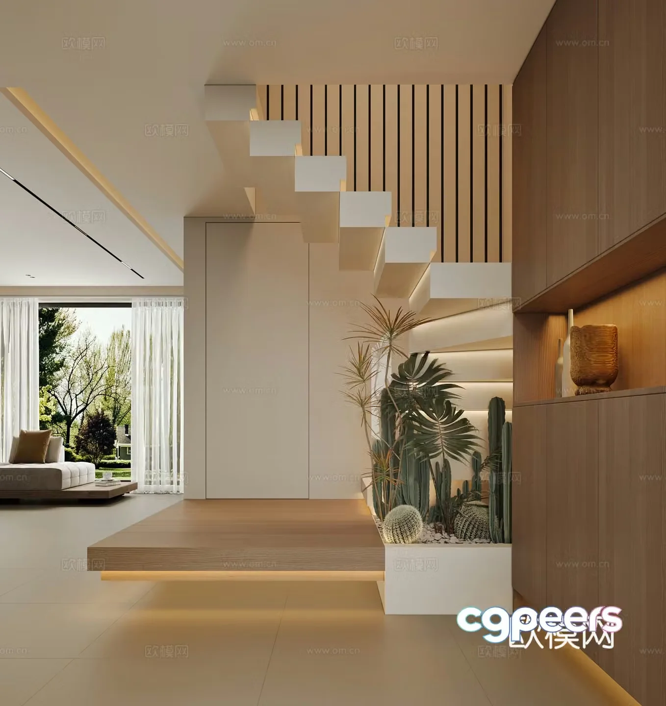 Middle-aged style home entry 3D model
