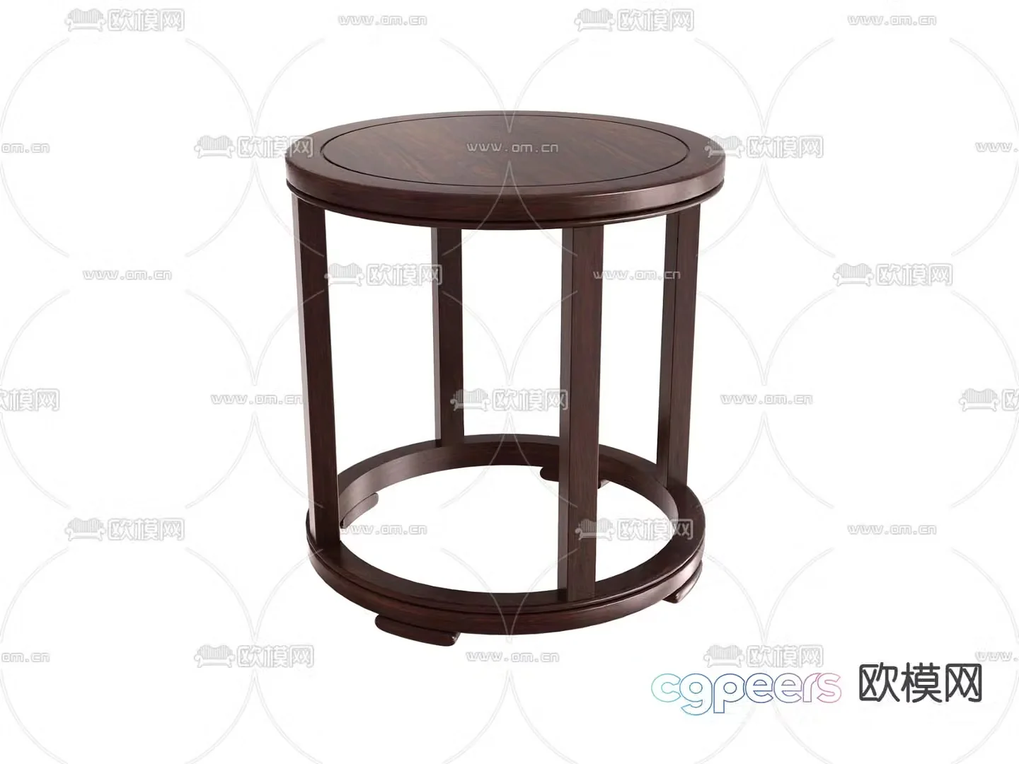 New Chinese style corner table round table solid wood side table 3D model