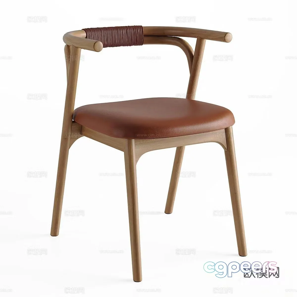 laredoute medieval style single chair wooden chair dining chair leather chair 3d model