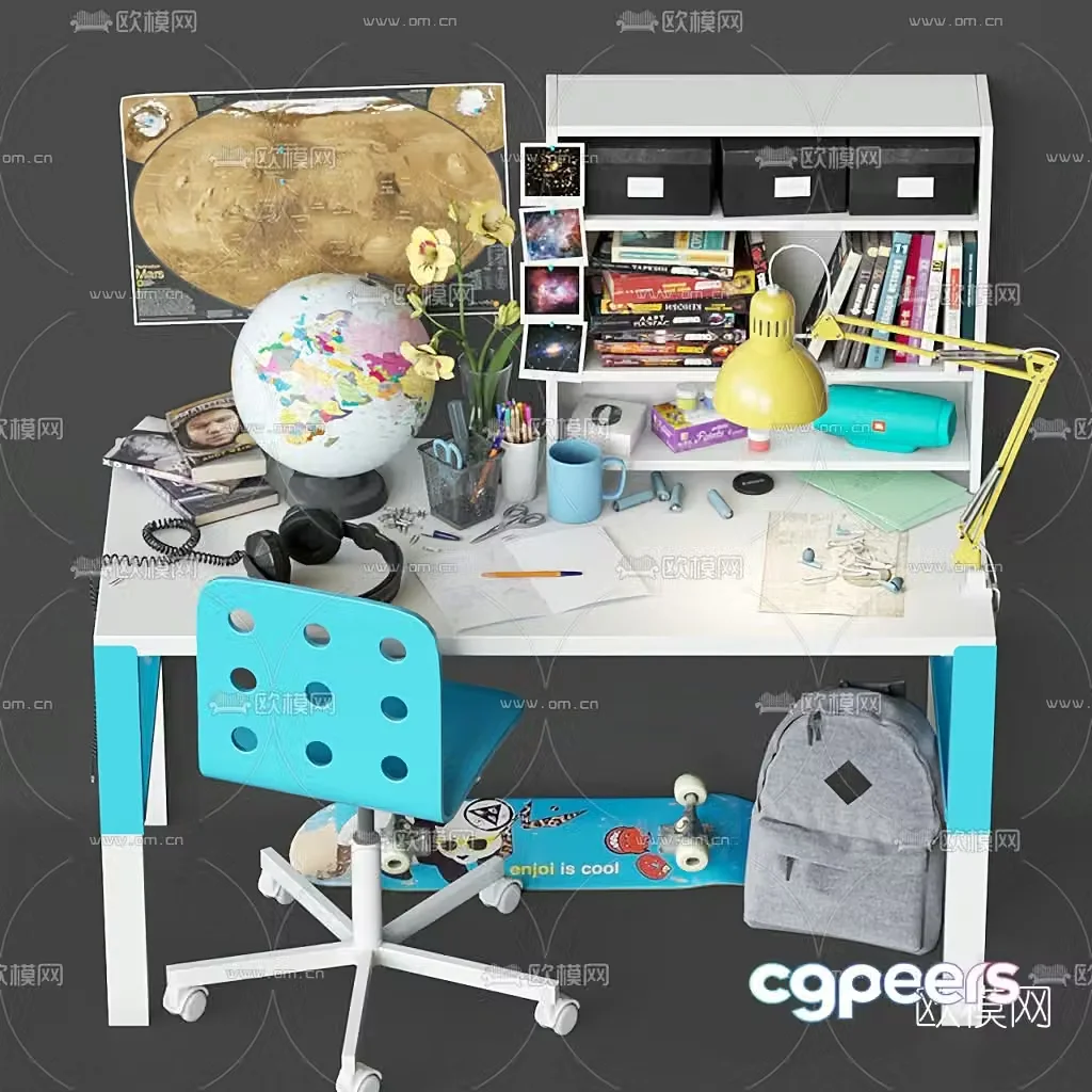 Modern children’s desk chair 3d model