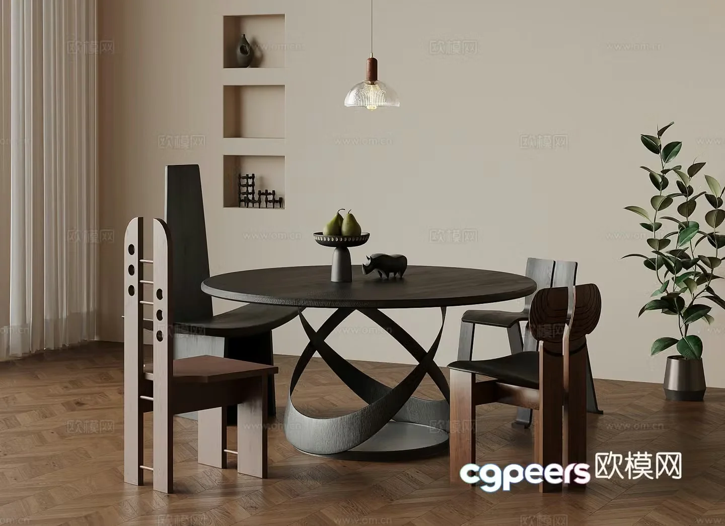 Dining table and chair French ancient dining table and chair Dining table 3D model