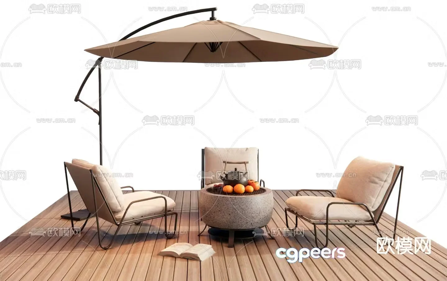 Outdoor chair Leisure chair Garden chair Parasol 3d model