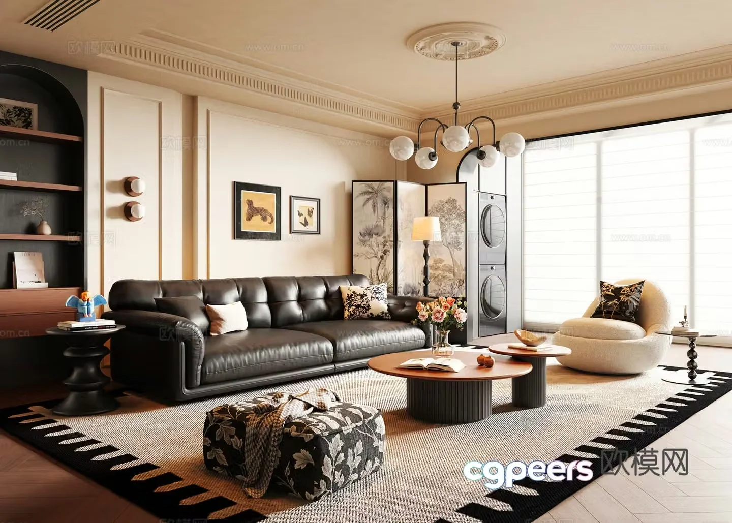 French medieval style living room 3d model