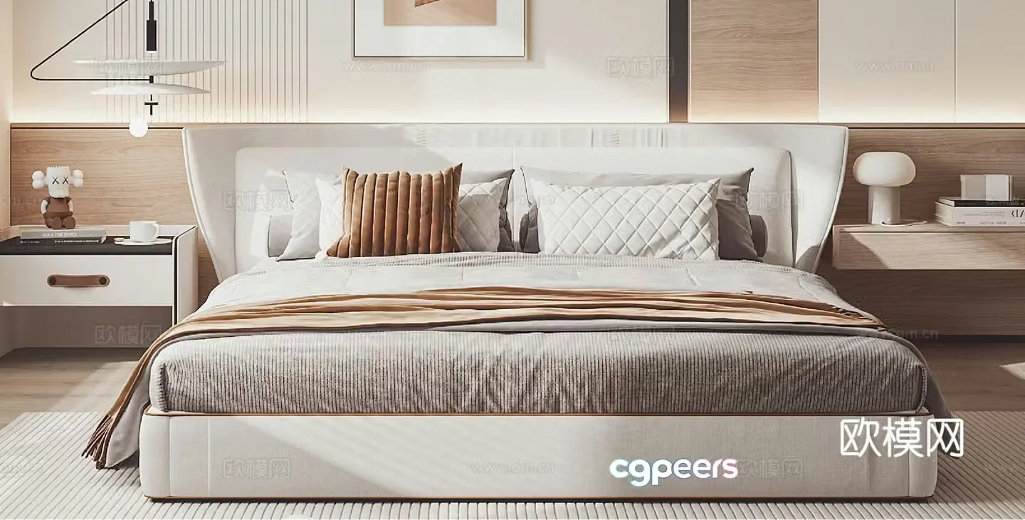 Modern double bed 3d model