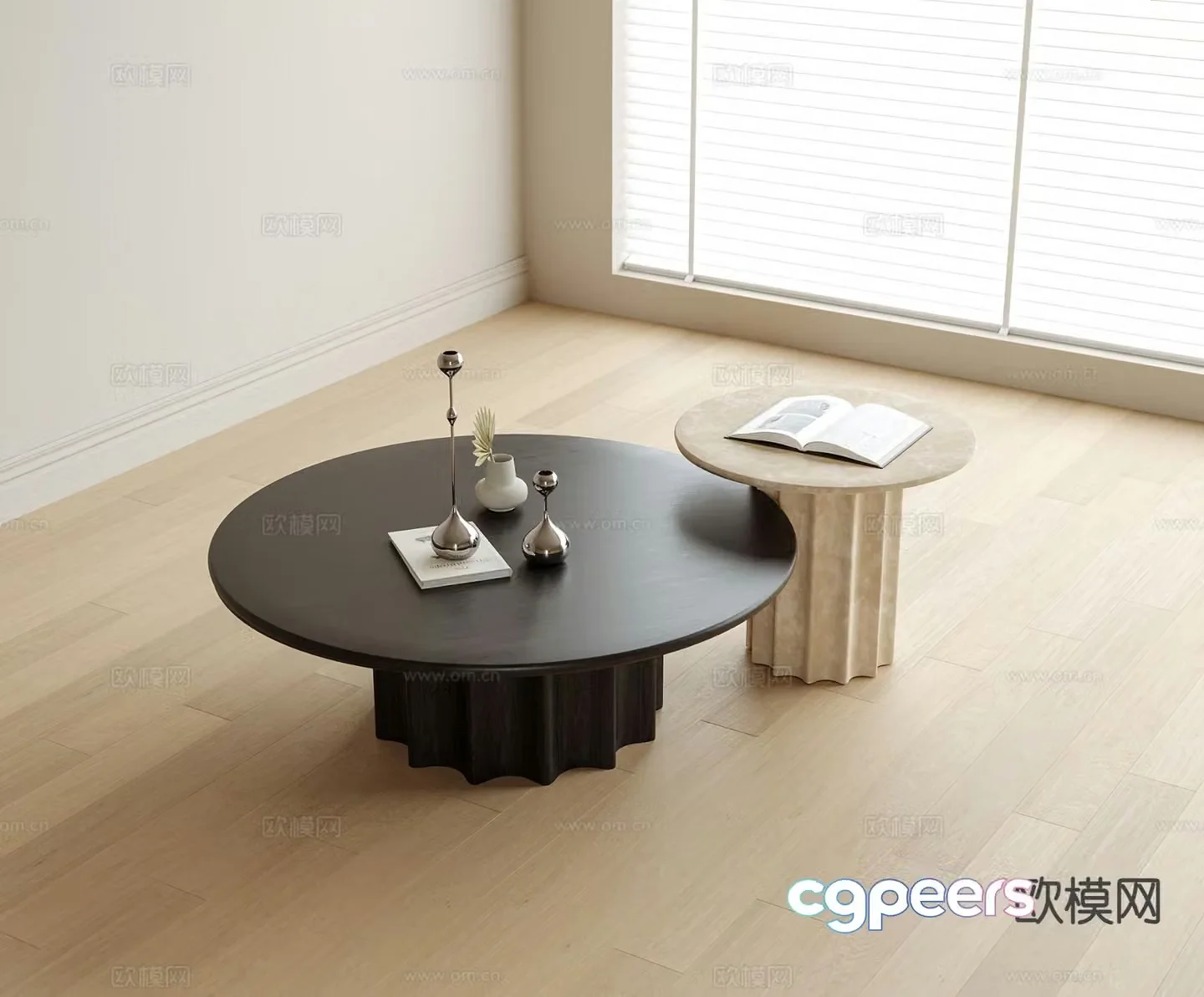 Modern round coffee table mother-in-law coffee table 3d model