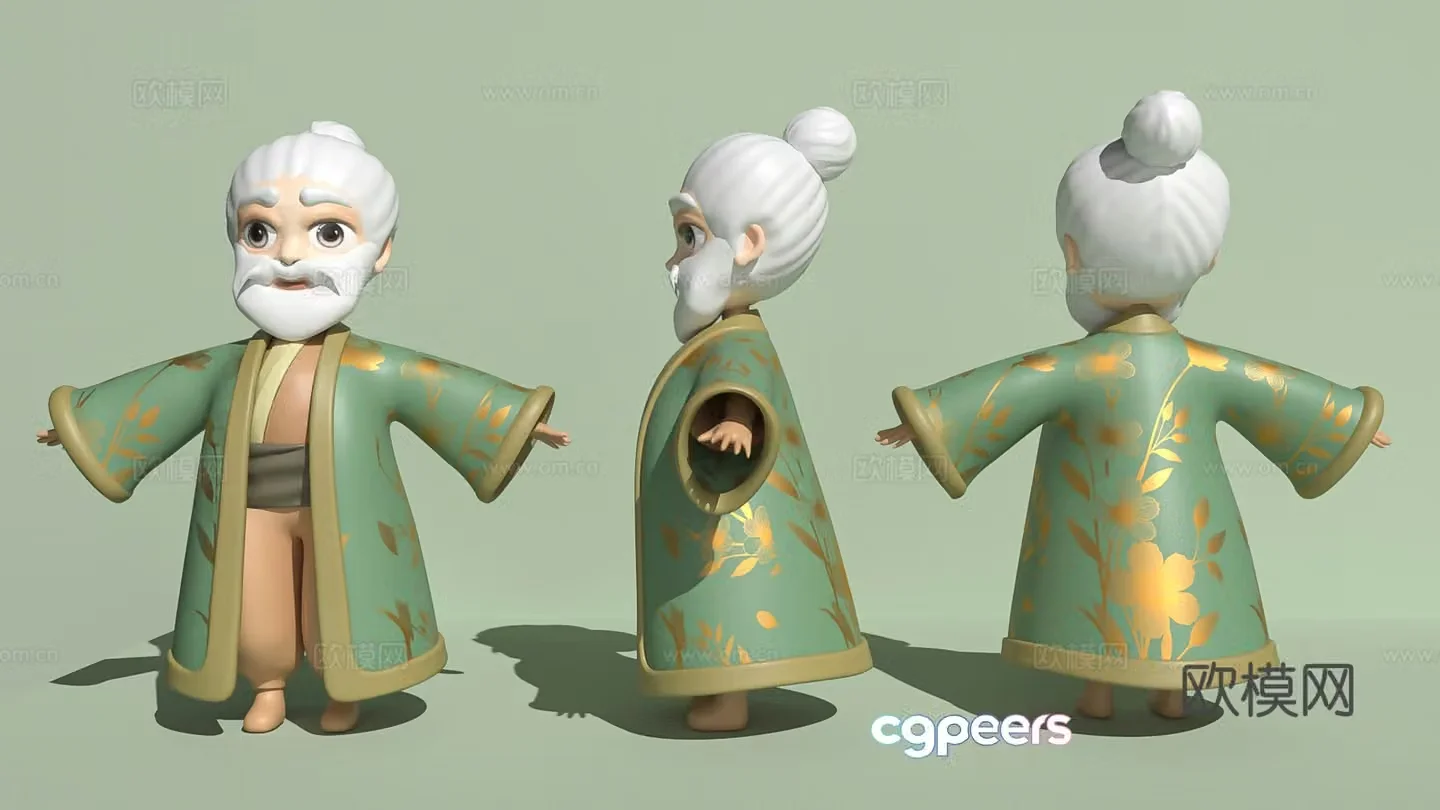 ip ancient boy character ornaments doll game character old man 3d model