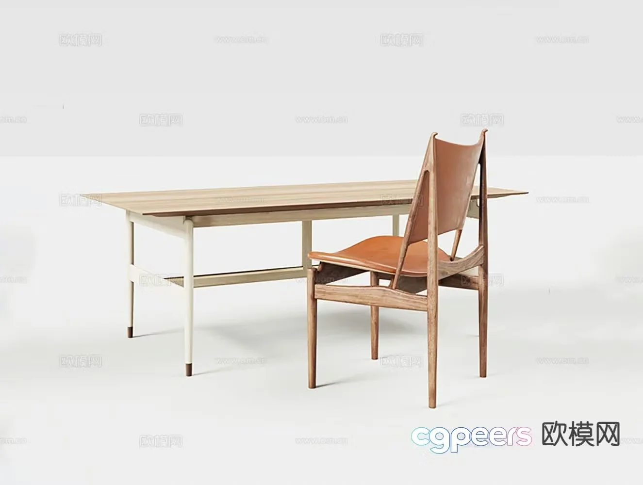 Modern dining table and chairs 3d model