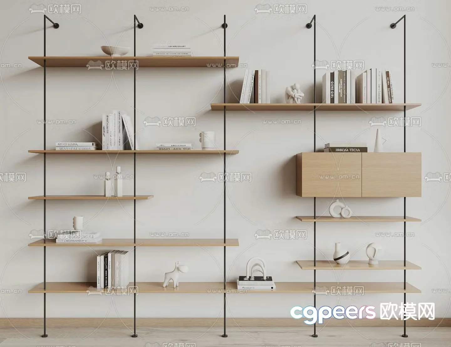 Wire bookshelf storage rack 3d model