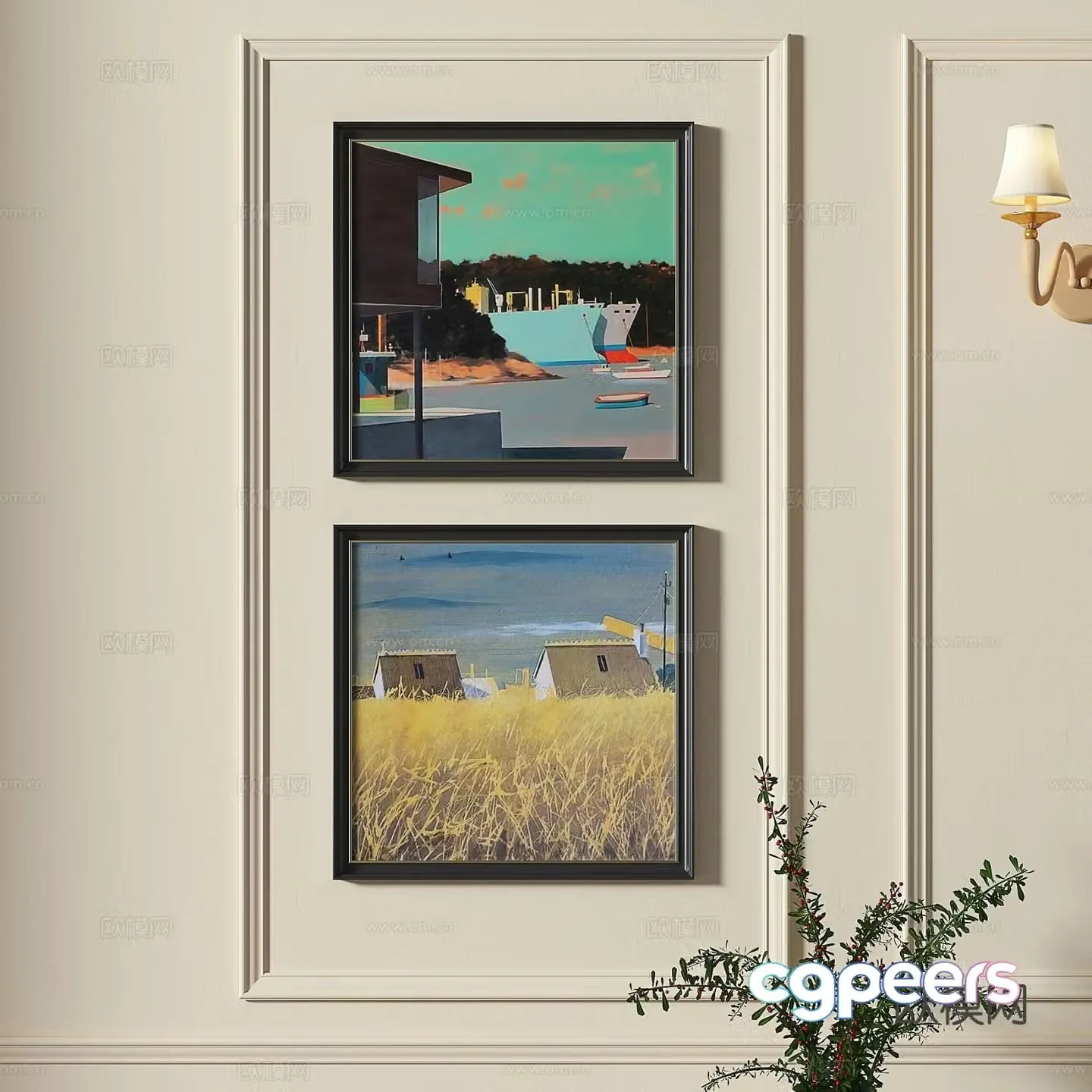 French oil painting landscape painting decorative painting 3d model