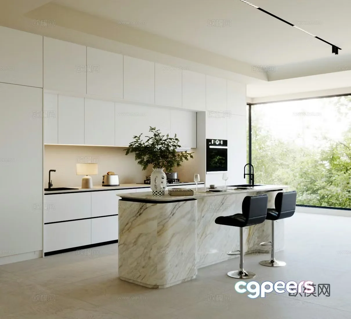 Modern open kitchen island kitchen kitchen dining room oven sideboard kitchen middle island 3d model