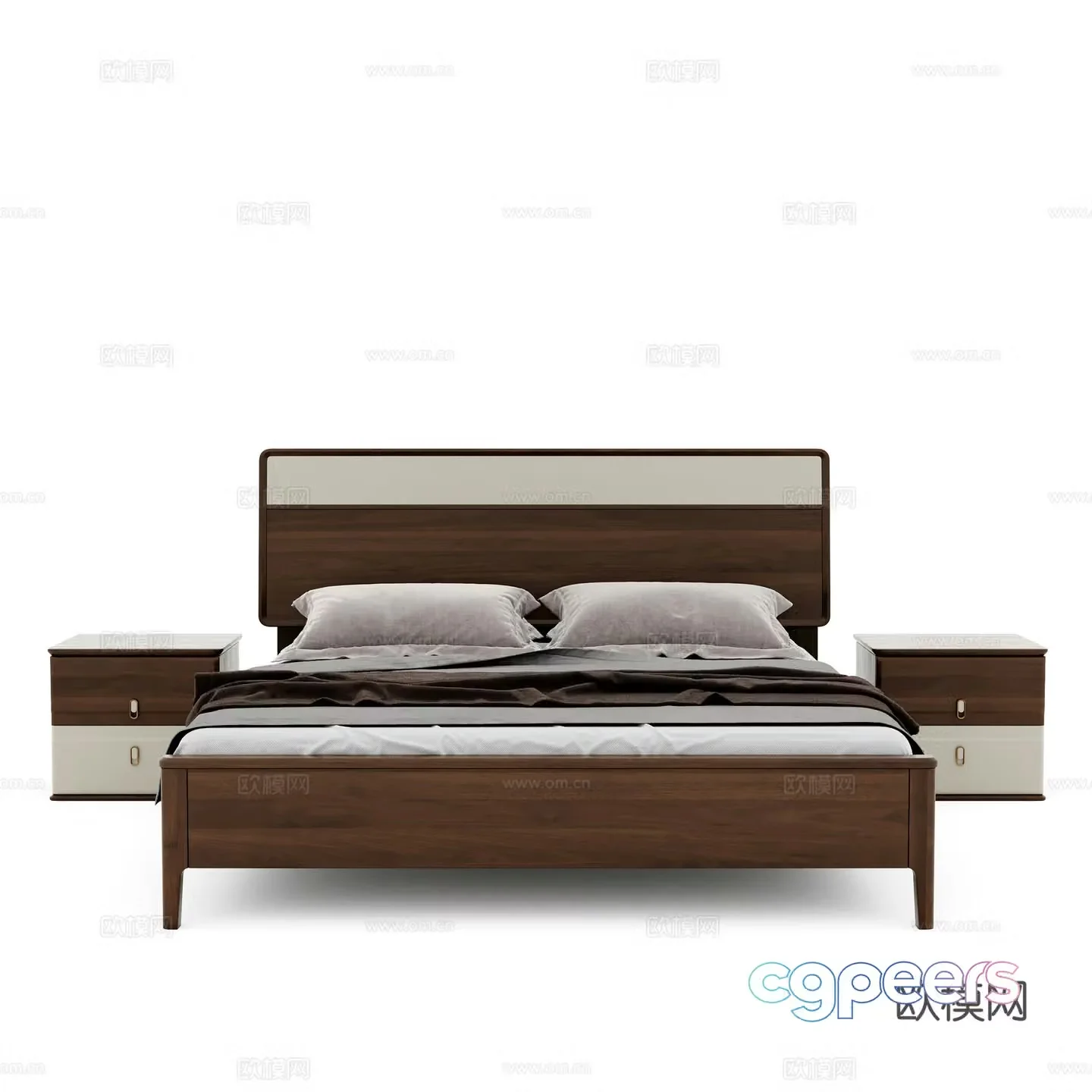 New Chinese style double bed 3d model