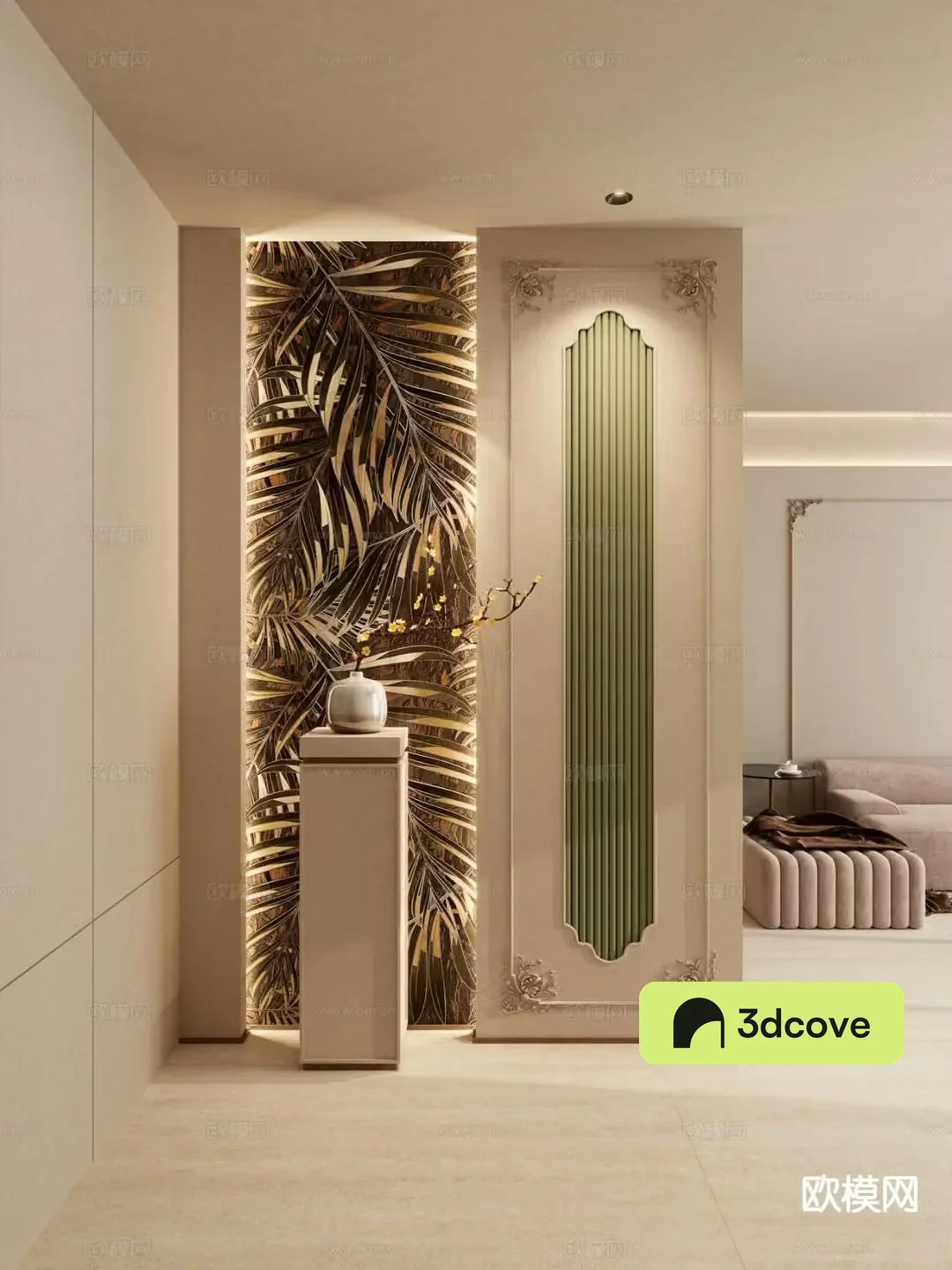 French entryway facing wall