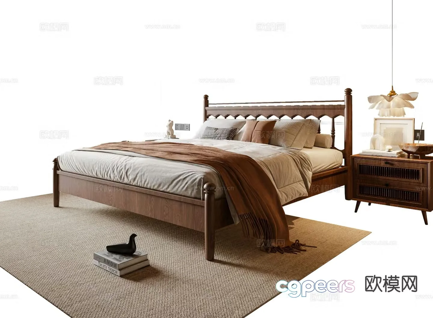 Wabi-sabi double bed 3d model