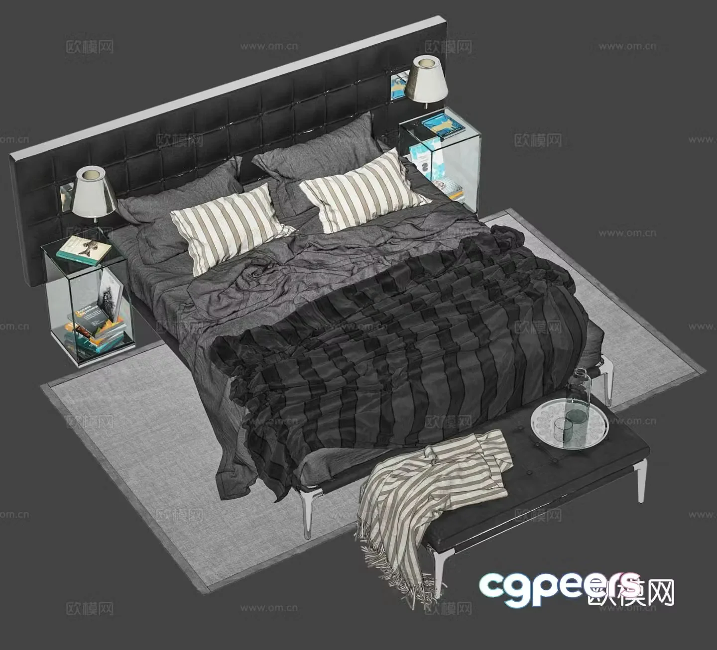 Modern double bed 3d model