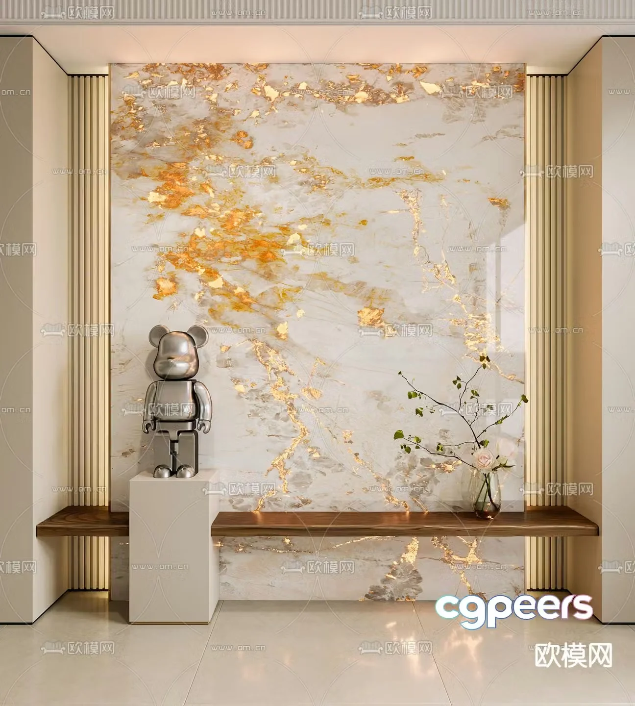 Translucent marble luxury stone background wall 3d model