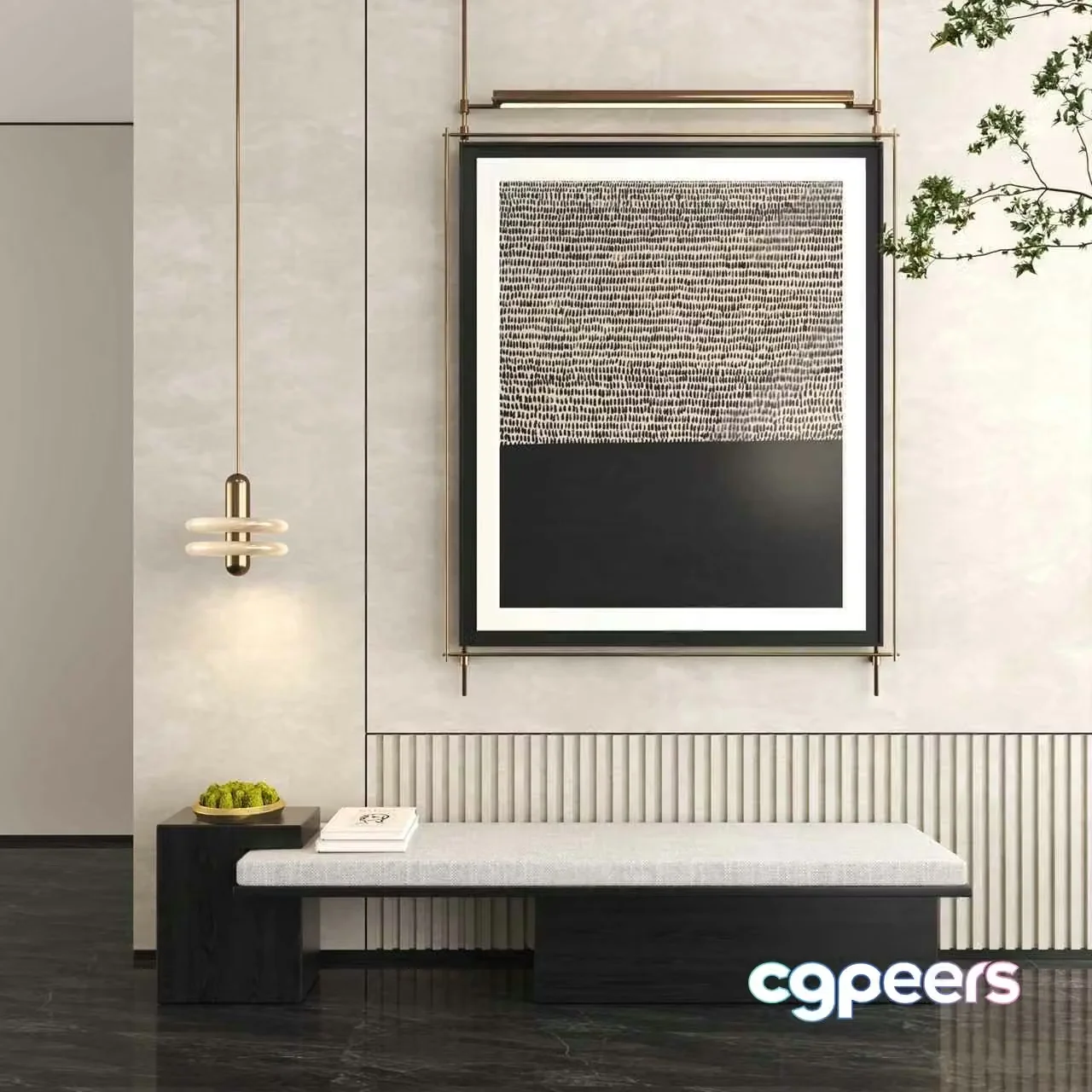 Modern Minimalist Artwork 3D Model – 1851 – VRAY Render