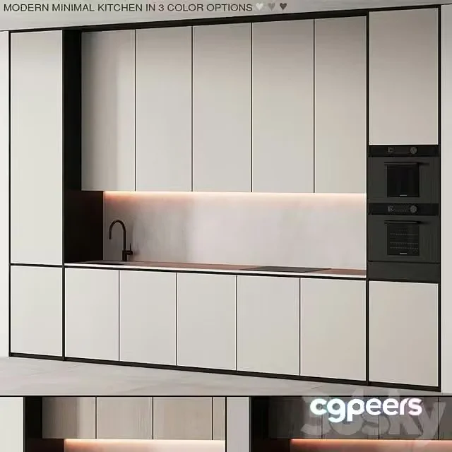 3ds Max Free – 233 Modern Kitchen 11 Minimal Modern 3 Options 00