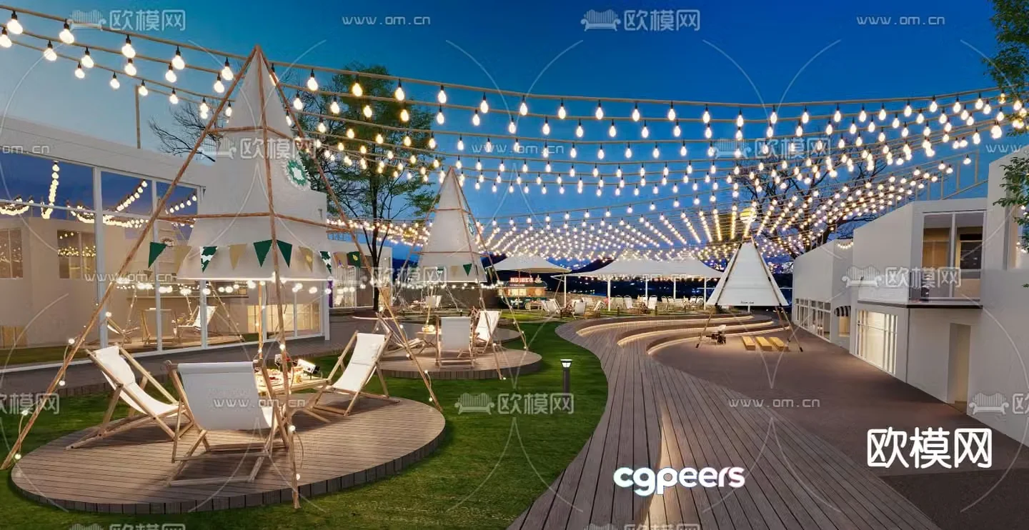 Park Plaza Camping Tables and Chairs Tent 3D Model