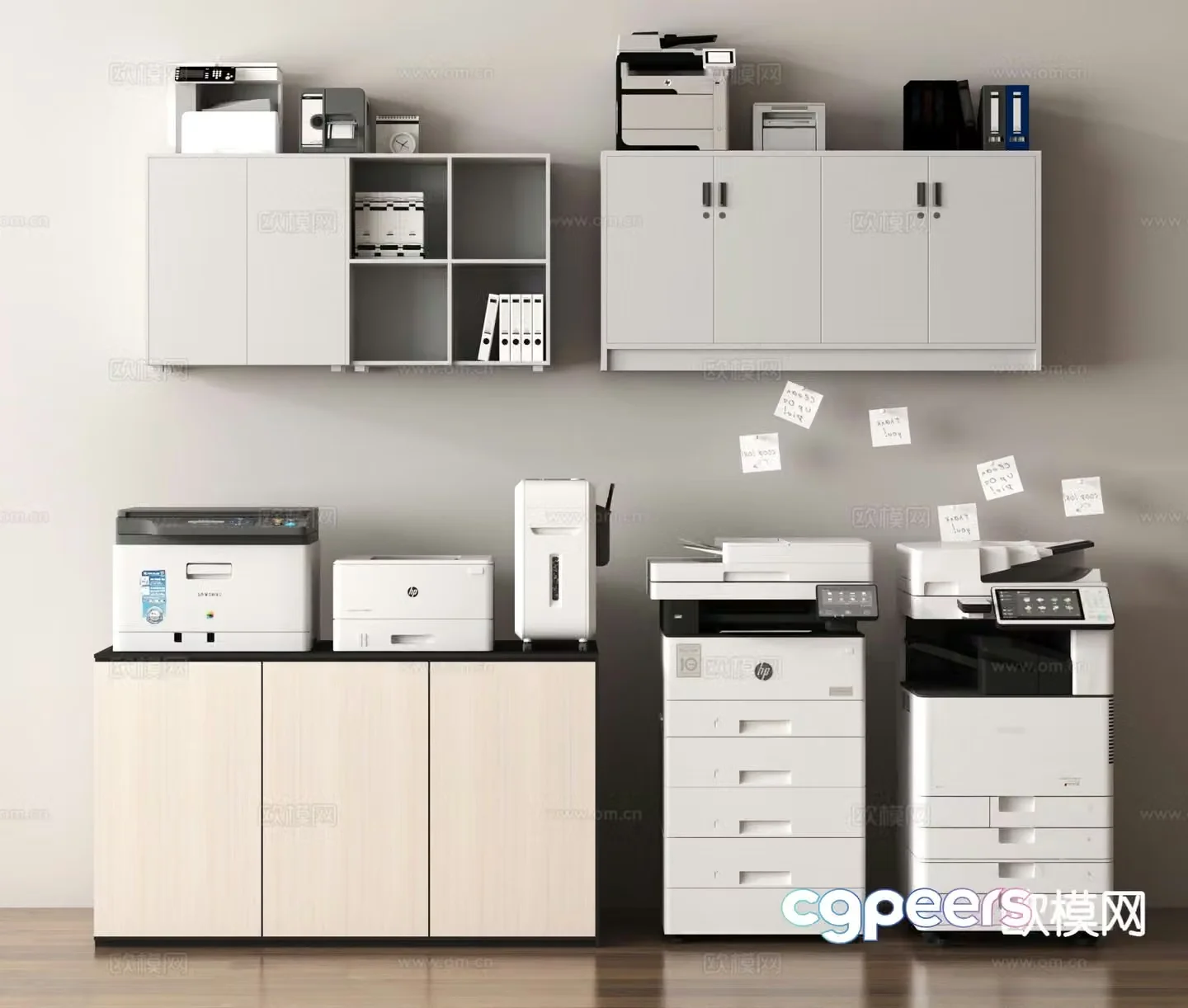 Printer copier scanner file cabinet office stationery 3D model