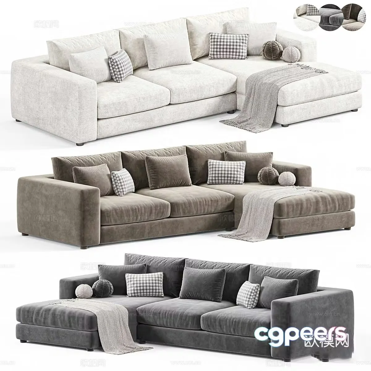Modern Italian Oceanside Deep sofa 3d model