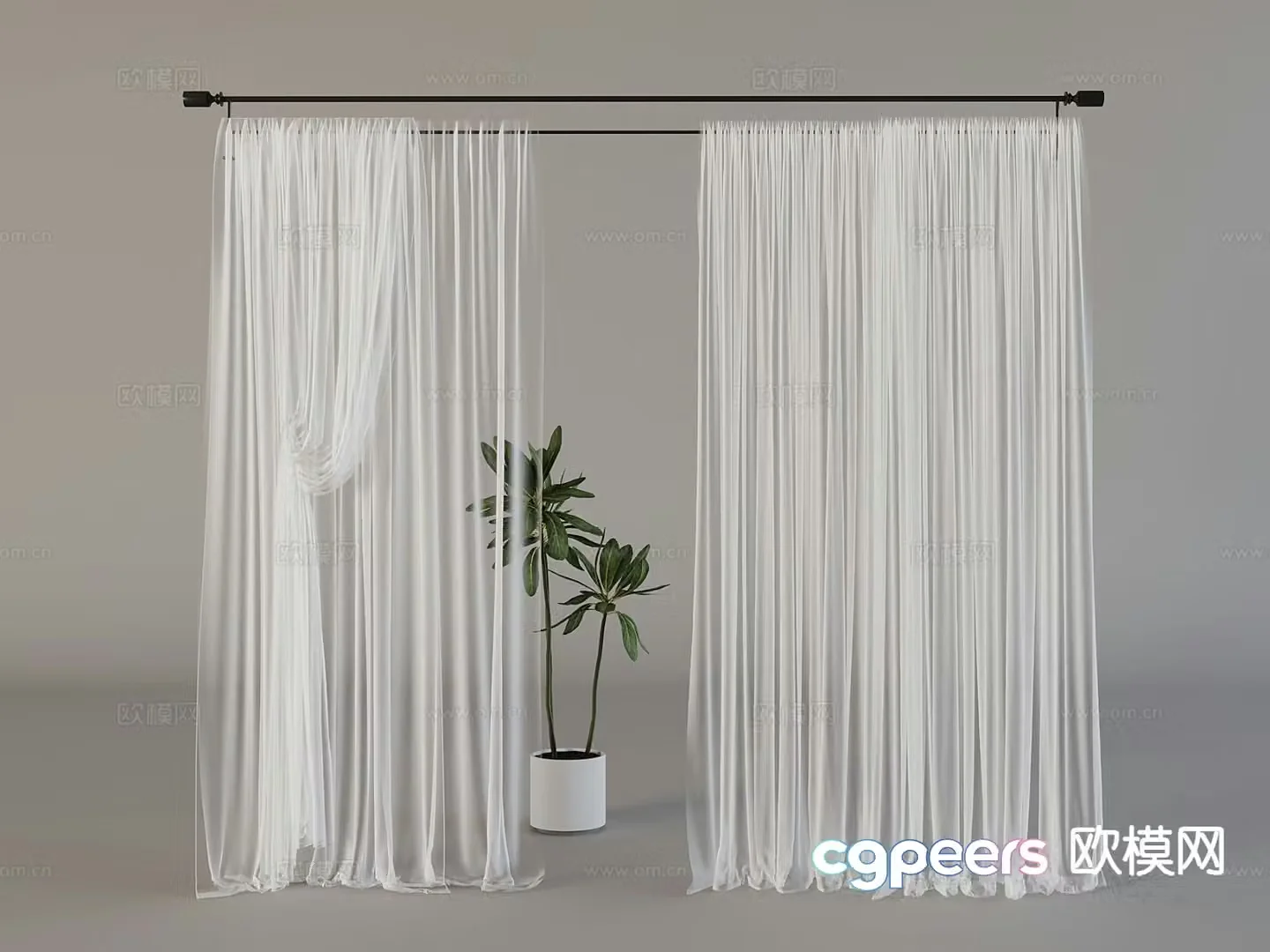 Plain curtain screen gauze curtain 3d model