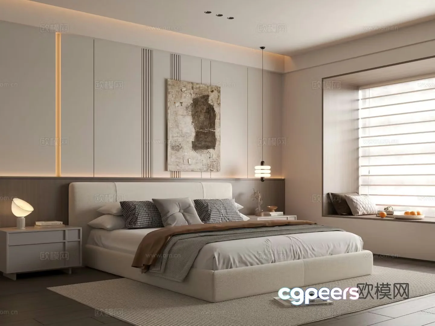 Modern bedroom Italian bedroom Bedroom Bedroom Bedroom Background Wall 3D Model