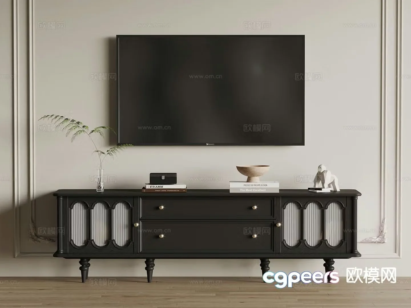 French retro TV cabinet 3d model