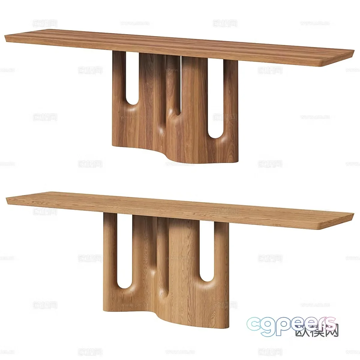 New Chinese style wasabi solid wood end view 3D model