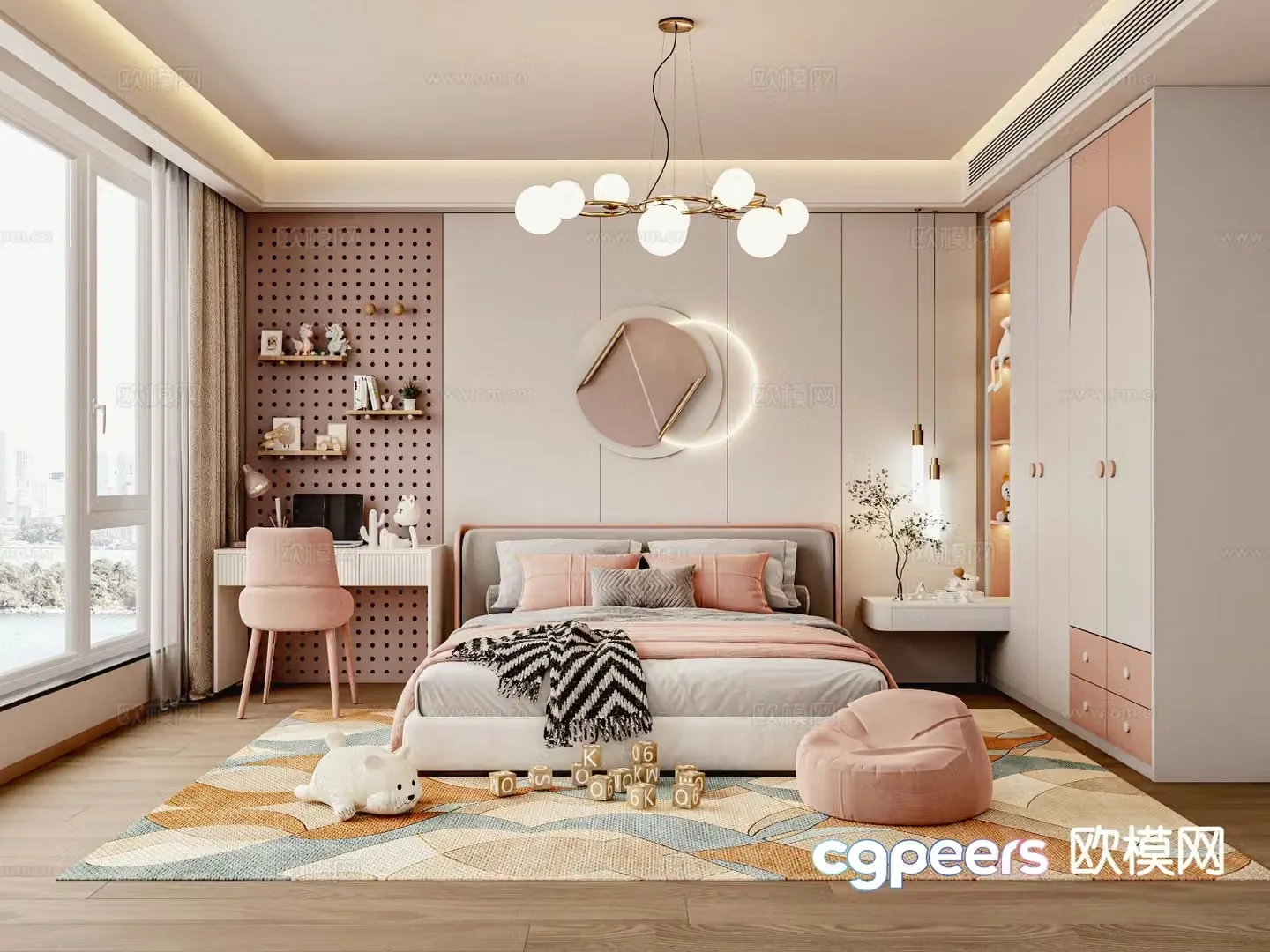Cream style children’s room kid’s room girl’s room 3D model