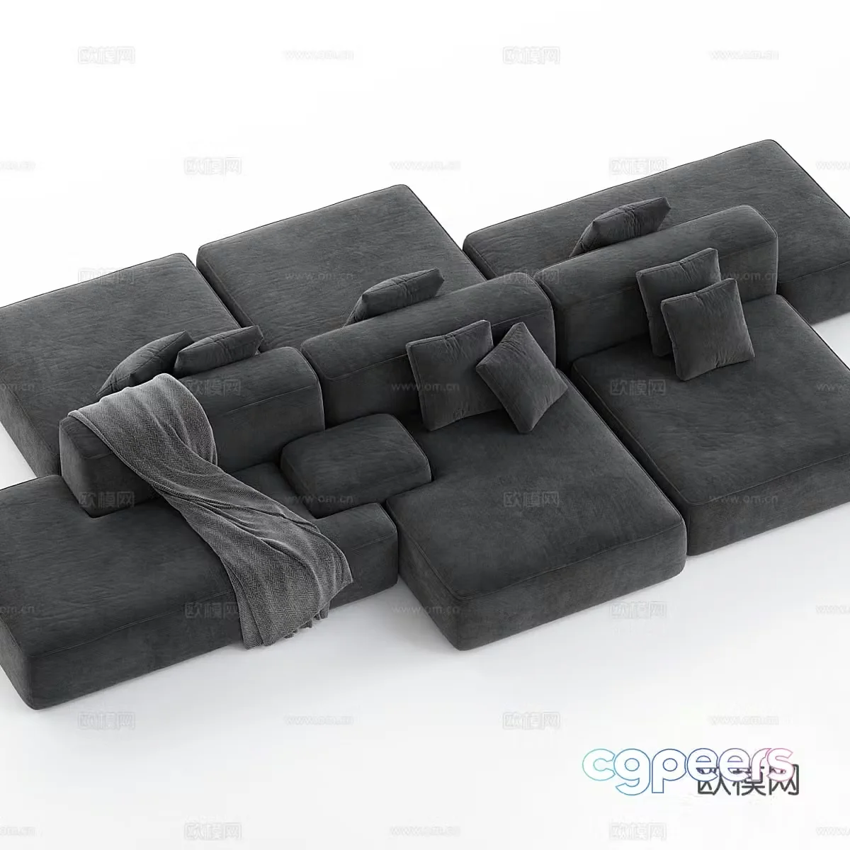 Multi-person sofa module sofa 3d model