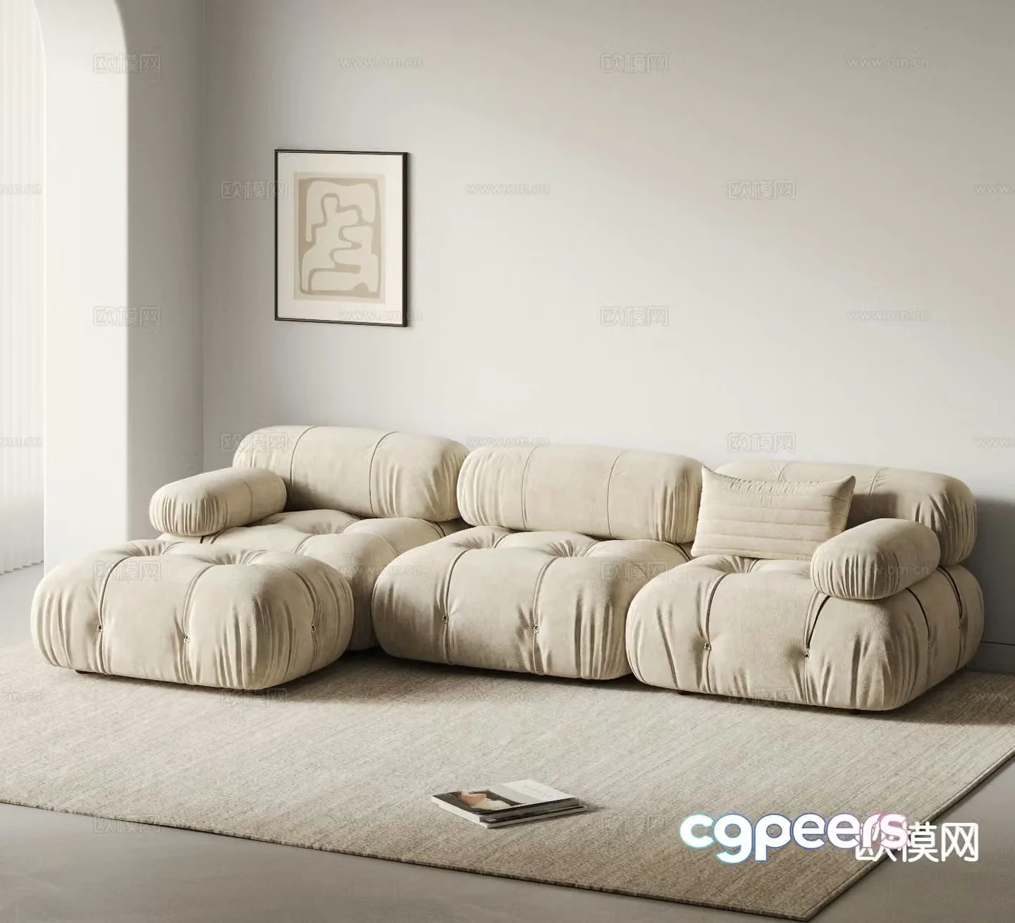 Multi-person sofa corner sofa 3d model