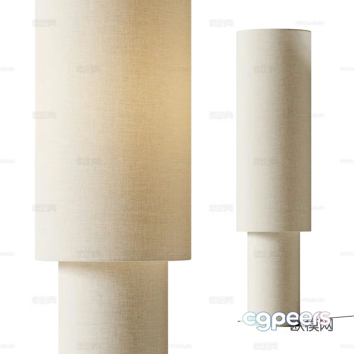 New Chinese style Wasabi Fabric Floor Lamp 3D Model