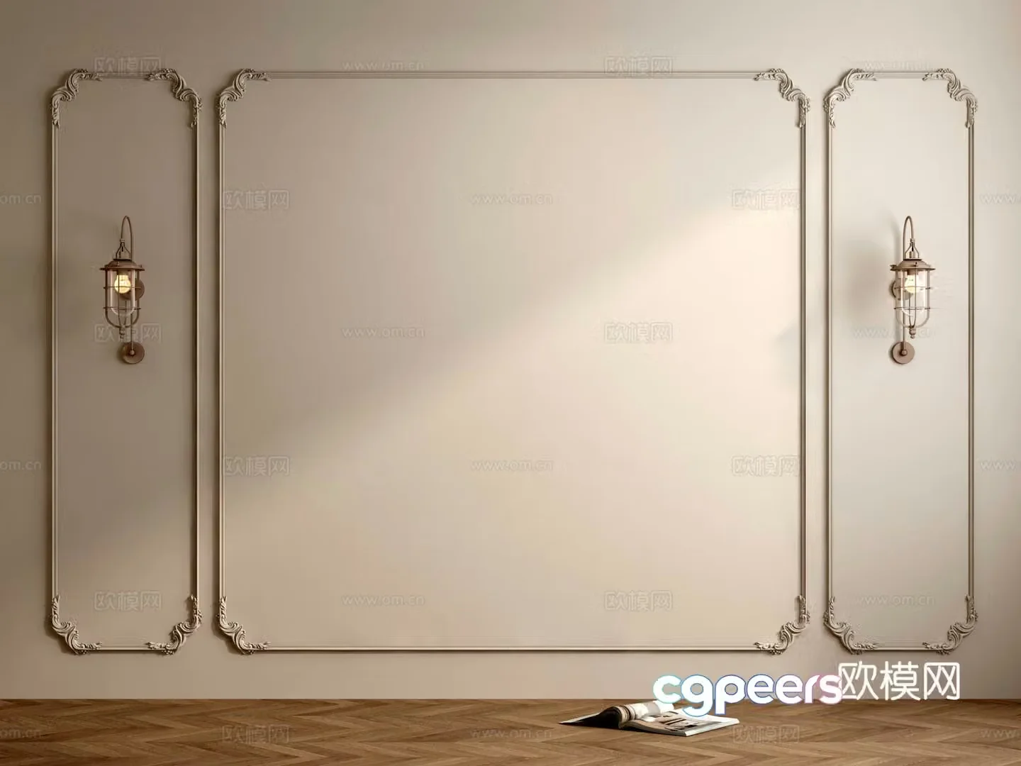 European style lines background wall 3d model