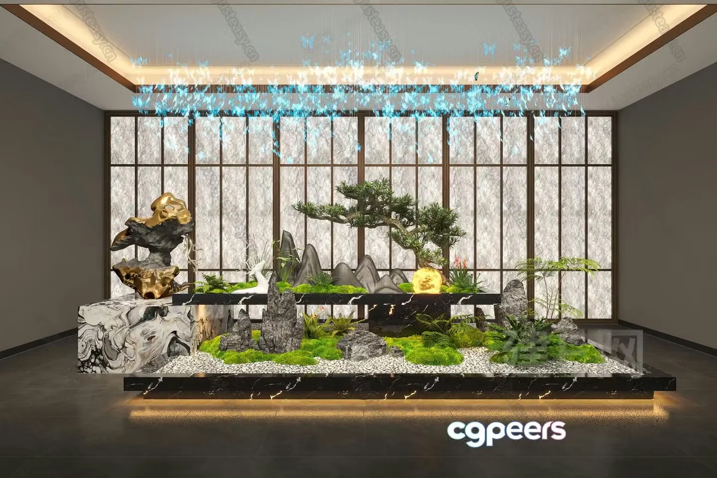 Modern Zen Garden 3D Model – 8121 – VRAY Render