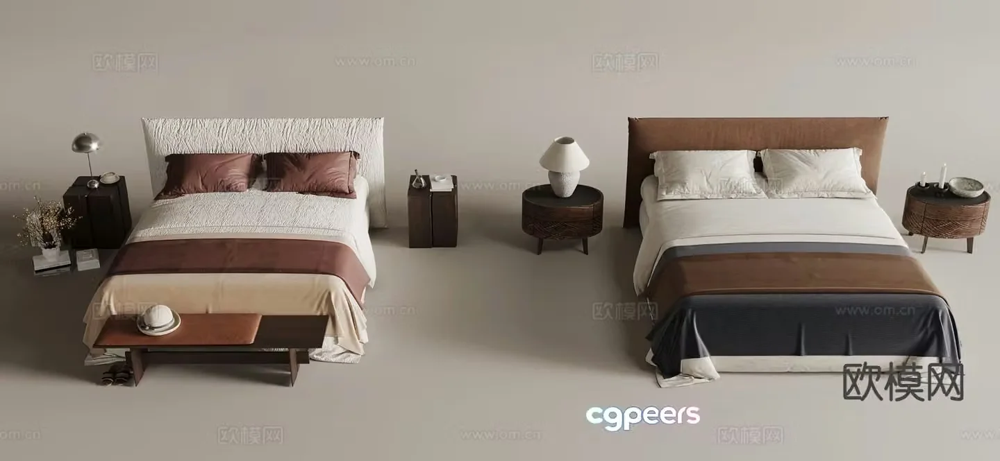 Modern double bed 3d model