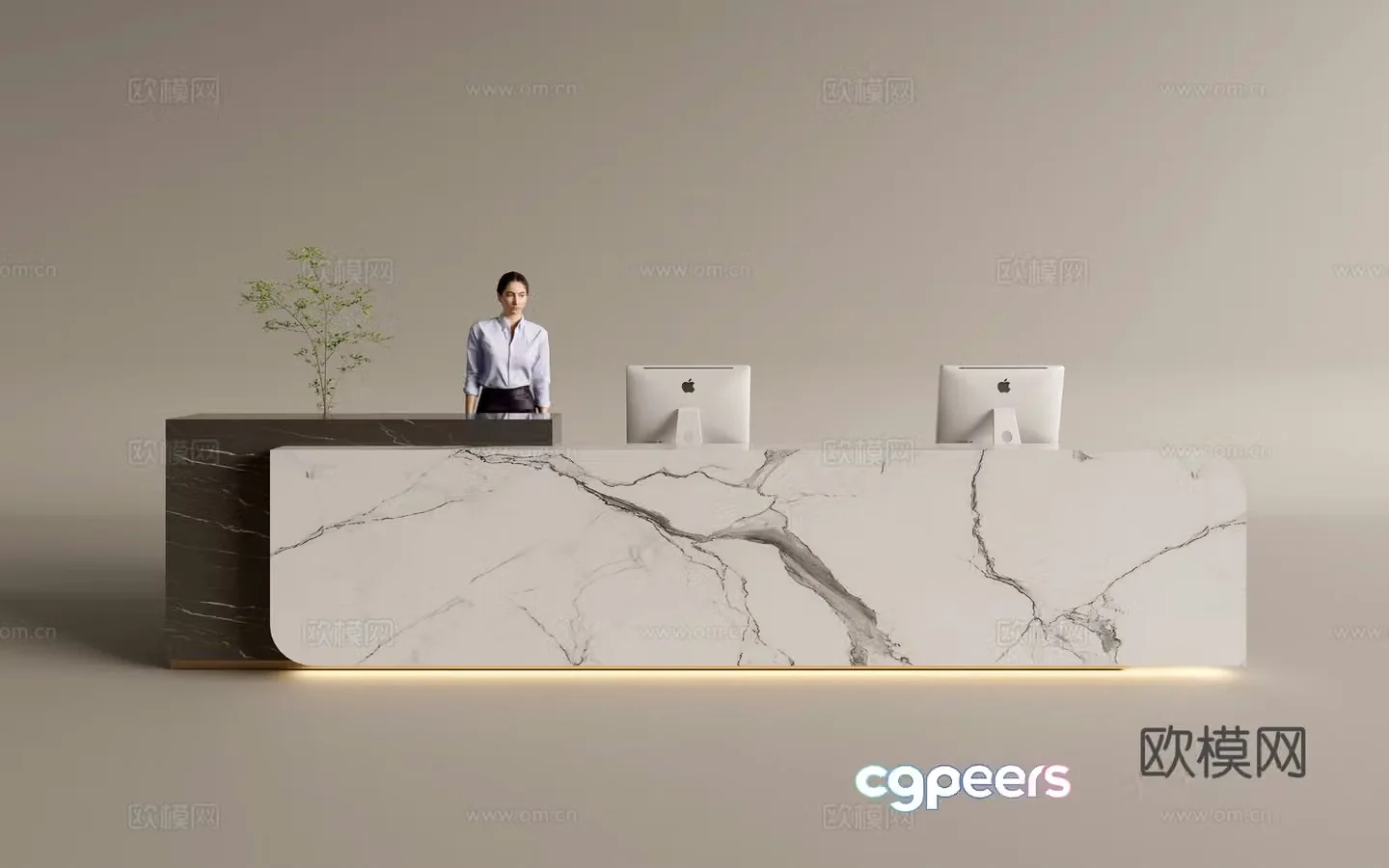Modern company front desk reception area bar reception desk service desk 3d model