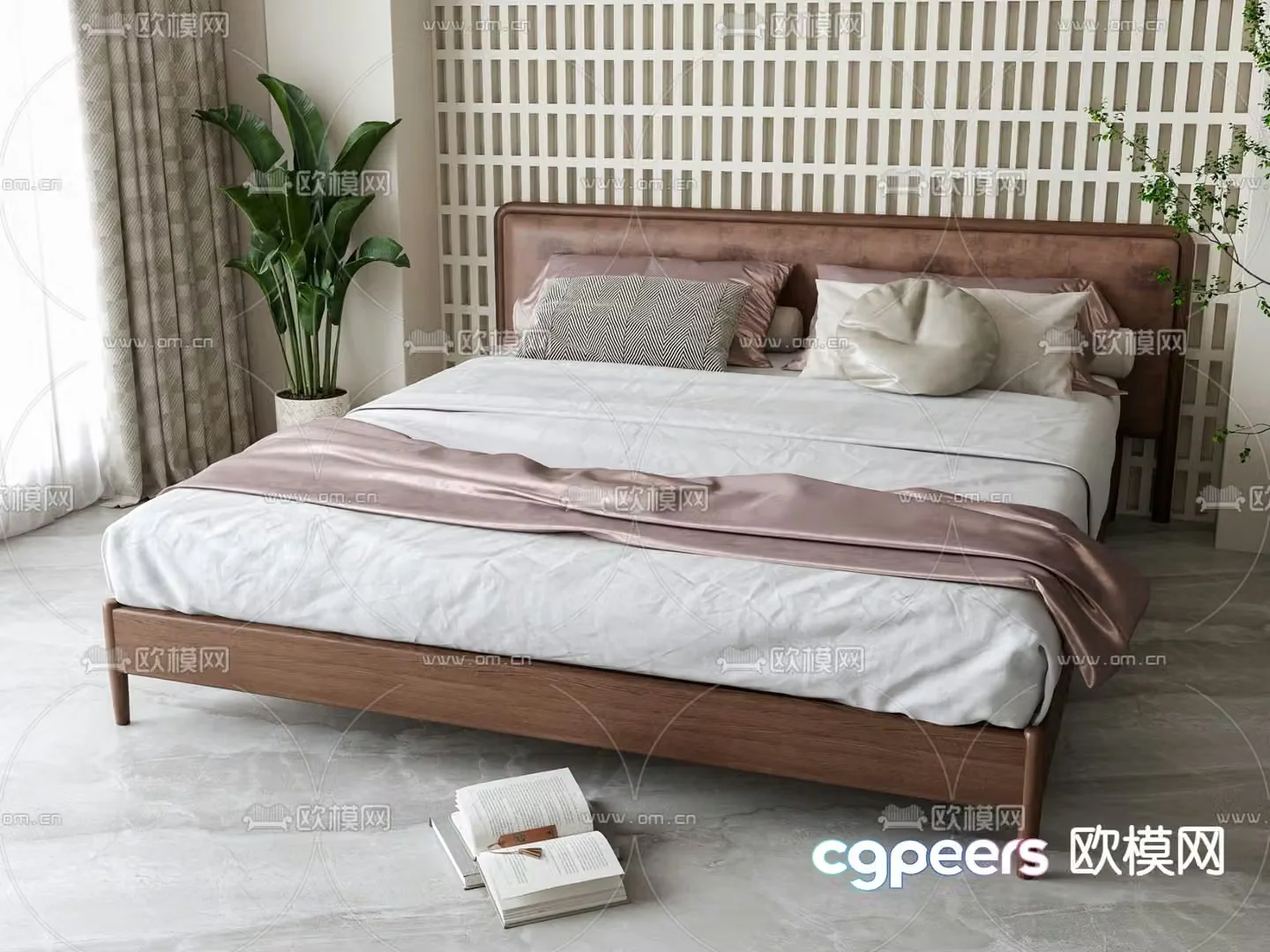 Modern double bed 3d model