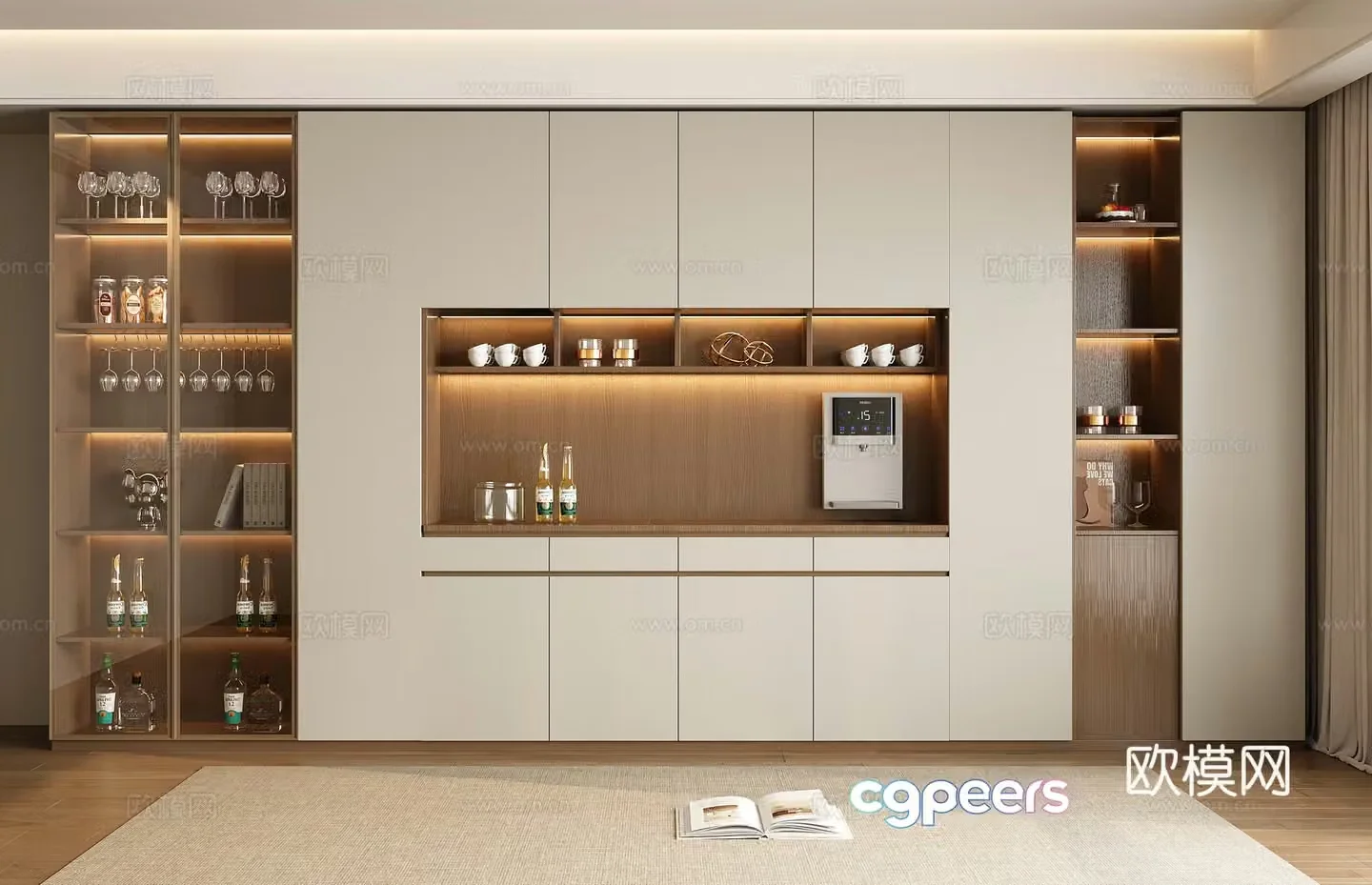 Modern minimalist wine cabinet wine cabinet sideboard sideboard ornaments meal preparation cabinet tea cabinet sideboard 3D model