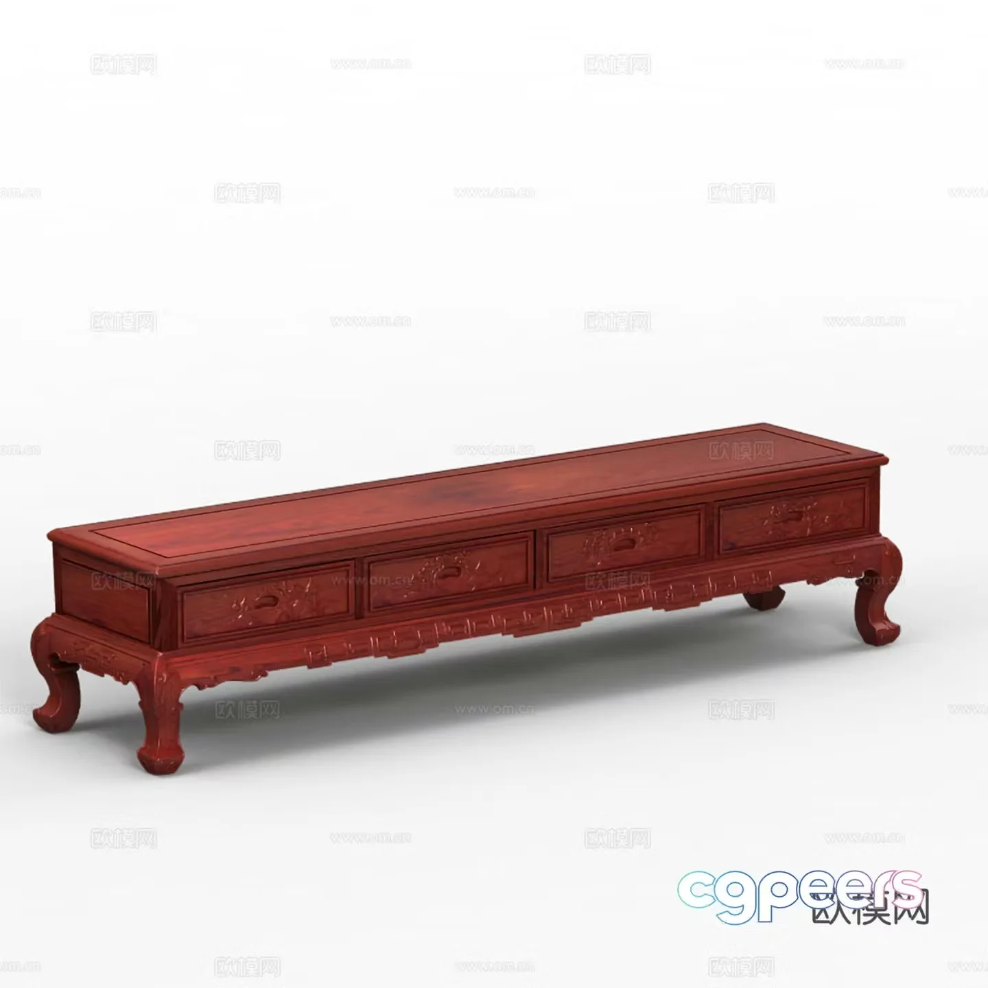 Chinese TV cabinet carved cabinet door solid wood mahogany 3D model