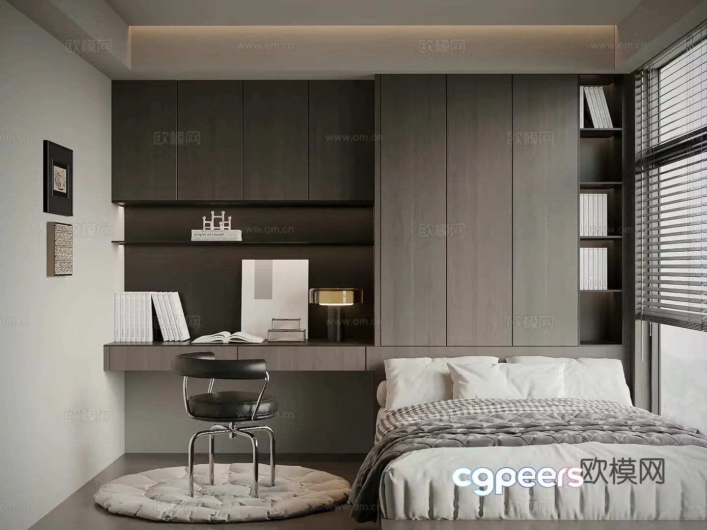 Modern Italian tatami bedroom 3d model