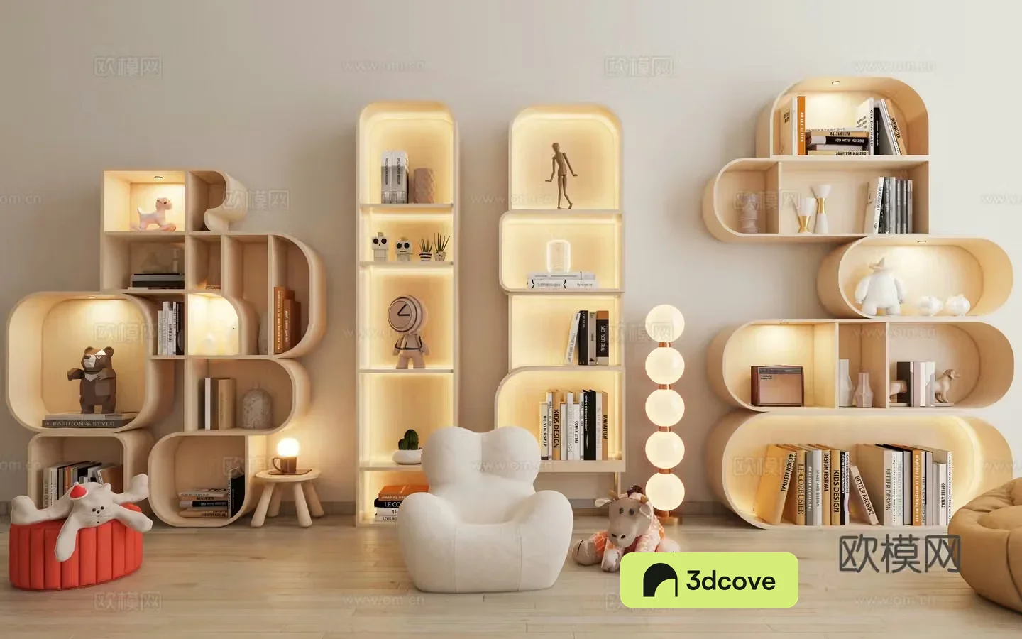 Children’s bookshelf decoration cabinet Children’s room bookcase study living room finished bookcase kindergarten short book