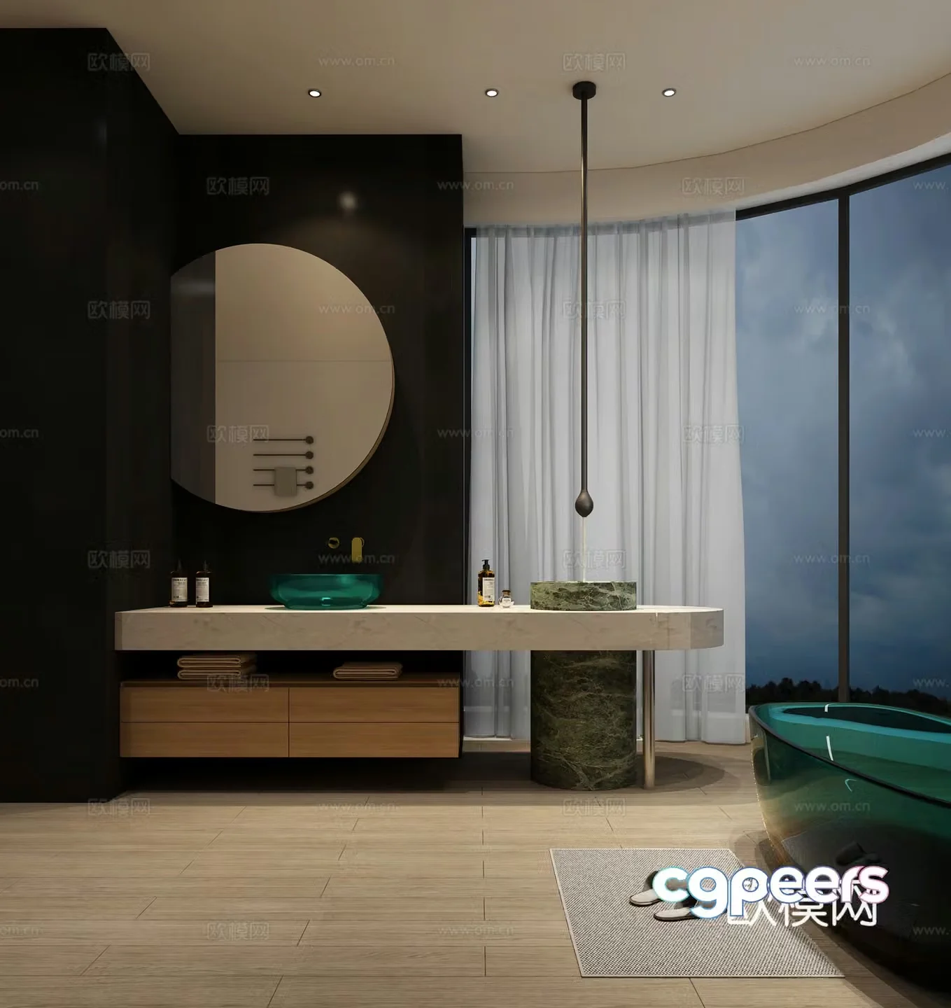 Modern bathroom Bathtub Bathroom Bathtub Bathroom Cabinet 3D Model