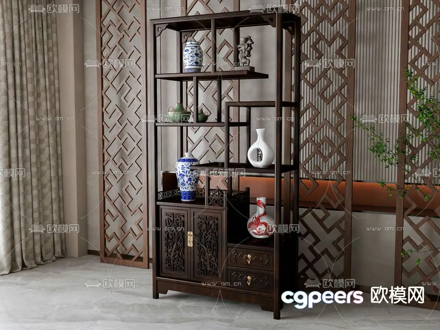 Bogu rack new Chinese style storage rack display rack 3d model