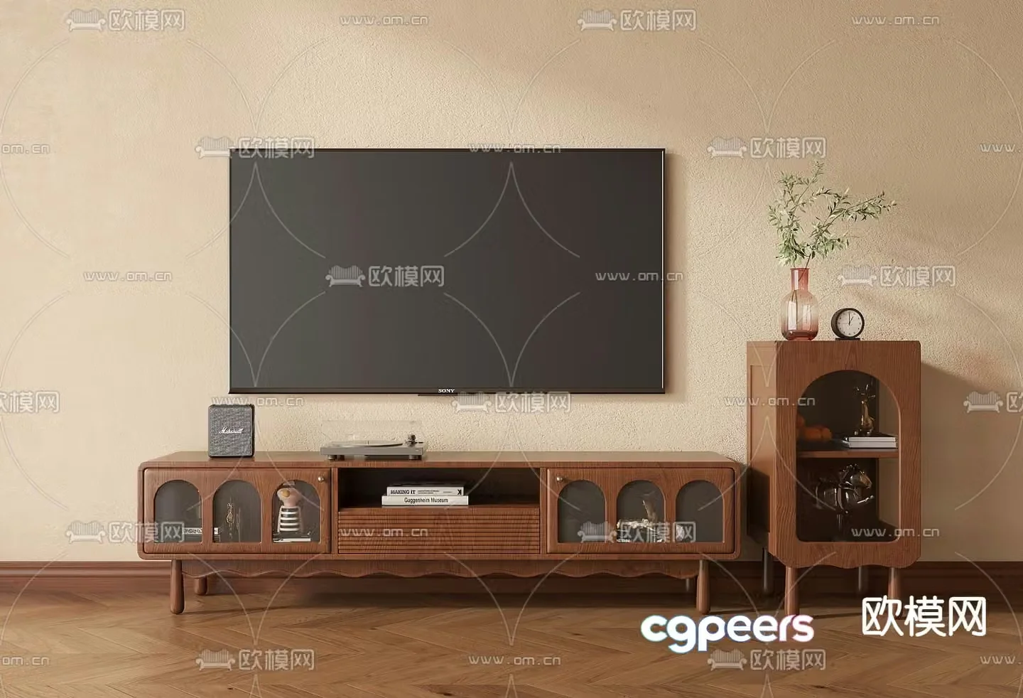 Medieval style TV cabinet 3D model